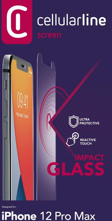 Produktbild Cellularline Impact Glass - Klare Bildschirmschutzfolie - Handy/Smartphone - Apple - iPhone 1 (1 Stück, Apple iPhone 12 Pro Max)