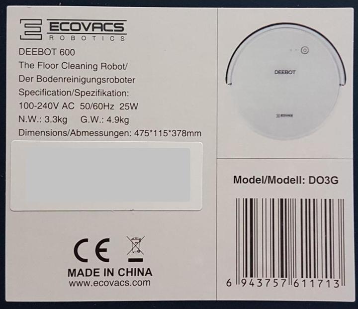 Immagine prodotto Ecovacs Deebot 600