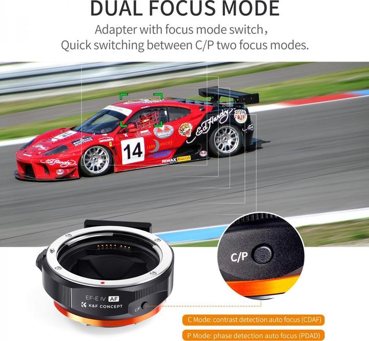 Actual product image K&F Concept Electronic Autofocus Camera Lens Adapter Ring for Canon EF/EF-S Lens to Sony E-mount