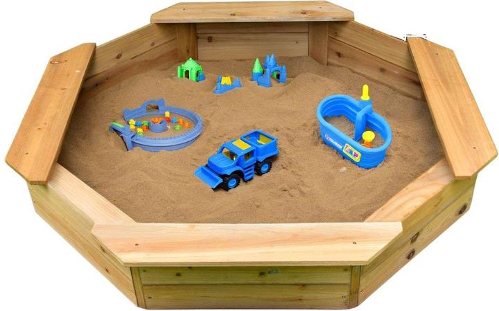 Actual product image Coemo Sally Hexagonal Sandpit Wood Brown with Black Groundsheet