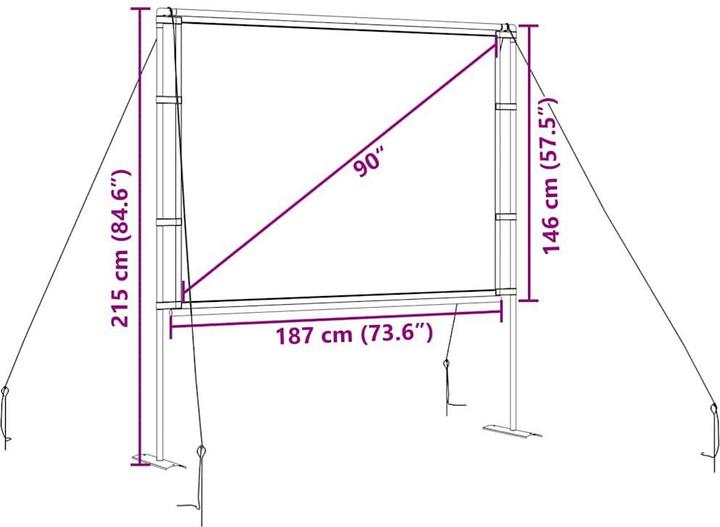 Immagine prodotto VidaXL Schermo per proiettore con supporto Schermo per proiezione da 90 pollici 4:3 (90", 4:3)