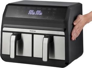Productafbeelding Inventum GF800HLD - Dubbele airfryer - Heteluchtfriteuse - Inhoud 2 x 4 liter - Zwart/RVS