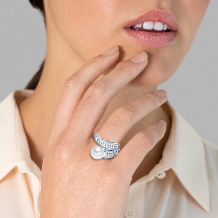 Immagine prodotto Valero Pearls Donna Argento Cubic Zirconia Perle d'acqua dolce coltivate argento - 3846 (54, 925 Argento)