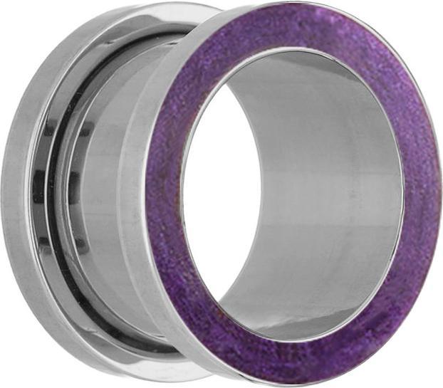 Produktbild Star Piercing Flesh Tunnel silber mit Epoxy violett (ohne Messing, Chirurgenstahl 316L)