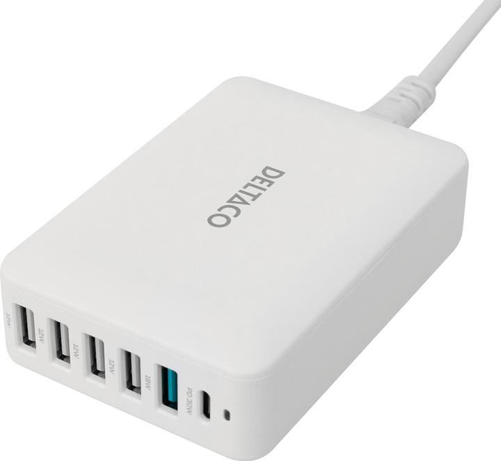 Deltaco Multi 6 USB įkroviklis, 4x USB-A, 1x USB-A, 1x USB-C PD / USBC-MO100 / 1902112 (USB-C, 6 Ports)