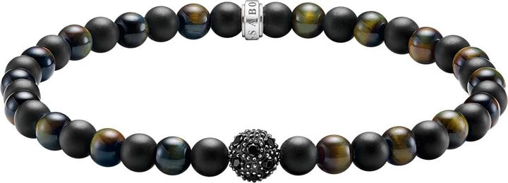 Thomas Sabo Talisman Armband positive Energie Obsidian und Tigerauge (21 cm, Geschwärzt, Recyceltes 925 Silber)