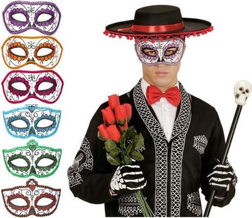 Image du produit Widmann Masque pour les yeux Unisexe Dia De Los Muertos Décoré Noir Et Violet