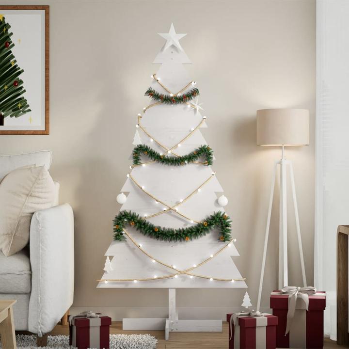 Produktbild VidaXL Weihnachtsbaum Holz Tannenbaum Deko Holzbaum Weiss 150cm Massivholz Kiefer (150 cm)