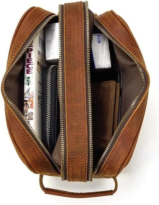 Image du produit Only-Bags.Store Trousse de toilette, sac de voyage en cuir véritable
