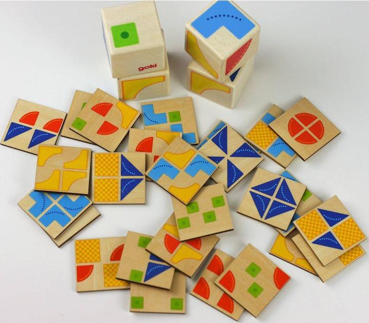 Actual product image Goki Wooden pattern Game Cube (German)