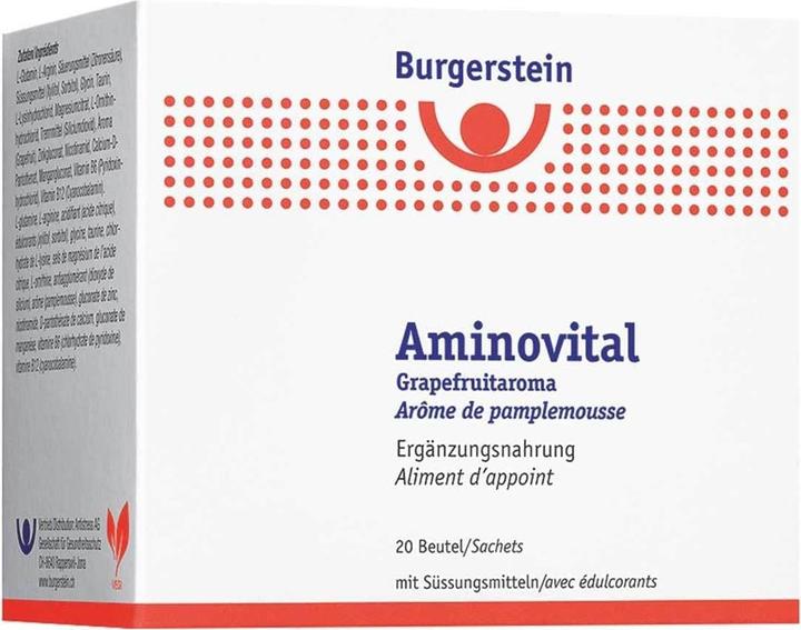 Nutritional values and ingredients Burgerstein Aminovital (20 Piece, Powder, 240 g)