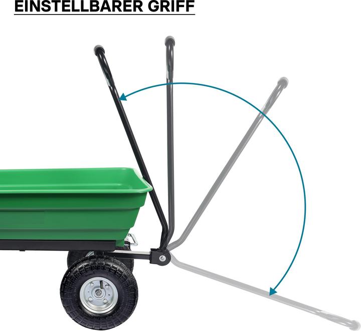 Image du produit Wiltec Chariot de jardin à main avec Benne basculante Volume 75L Capacité de charge 240kg Remorque Brouette