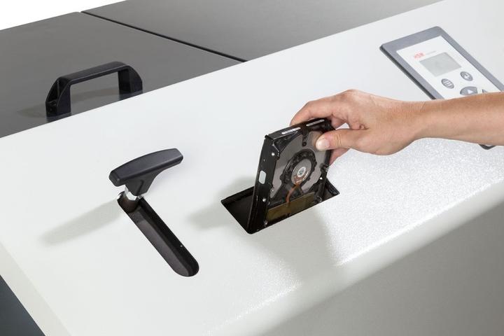 Actual product image HSM Powerline HDS 150 hard disk shredder, 1-stage, strip: 40 mm (Strip cut)