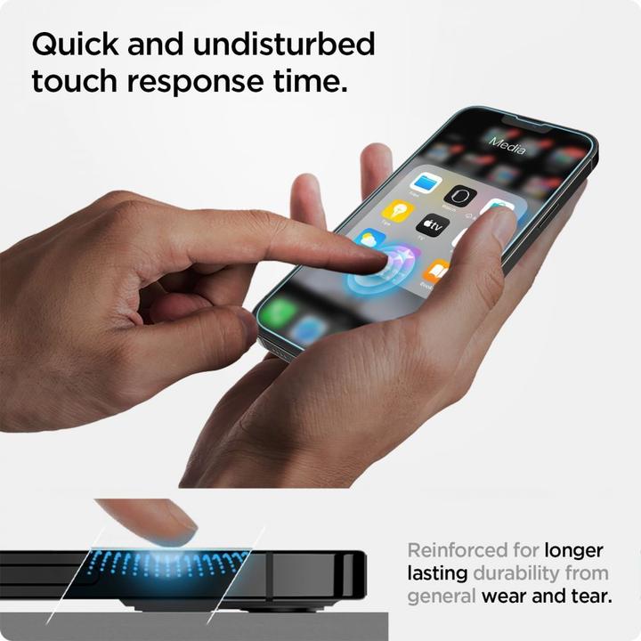 Produktbild Spigen Gehärtetes Glas GLAS.tR ez Passend für Apple iPhone 13 (1 Stück, Apple iPhone 14, Apple iPhone 16e, Apple iPhone 13 Pro, Apple iPhone 13)