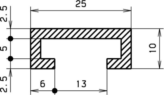 Actual product image Raw aluminium retaining profile 25x10mm