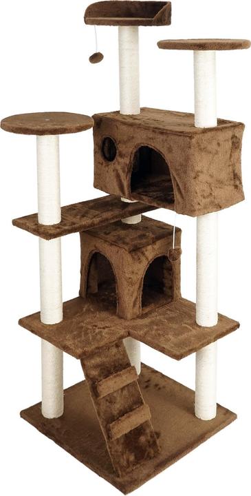 Wiltec Cat Tree Brown 130cm Scratching Post Climbing Tree Cats Play (130 cm, Brown)