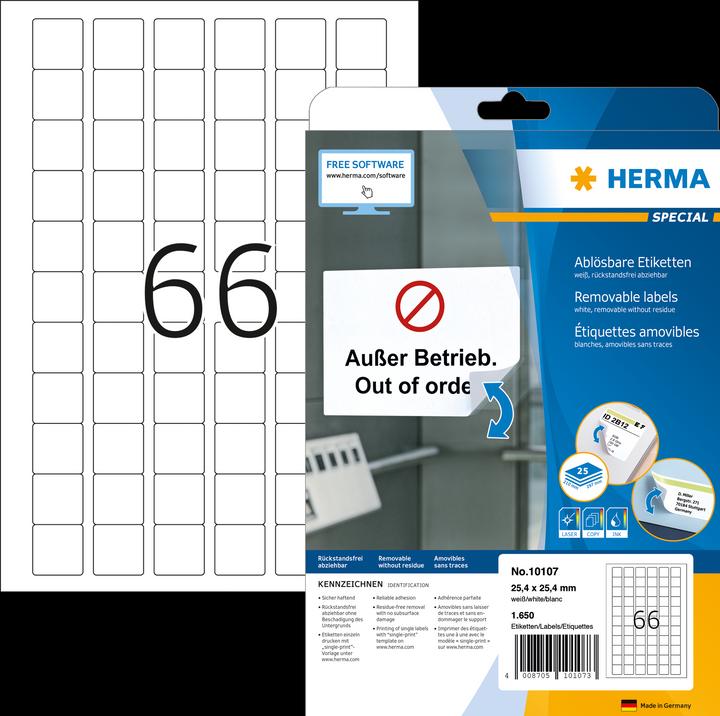 Actual product image HERMA A4 removable labels