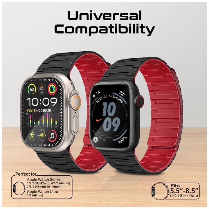 Produktbild ProMate MagBand-MS Black Apple Watch Armband (44 mm, 49 mm, 45 mm, 42 mm, Silikon)