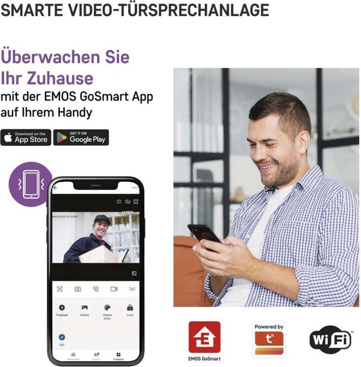Produktbild Emos GoSmart Video-Türsprechanlage-Set IP-750A mit WiFi (Drahtgebunden)