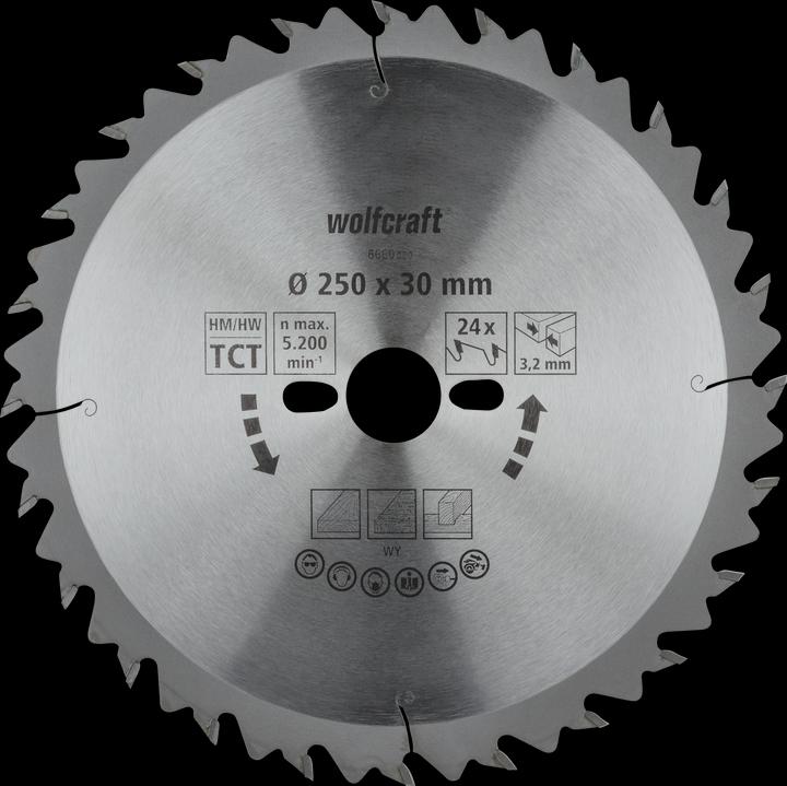 Produktbild wolfcraft wolfcraft 1 Tisch-Kreissägebl. HM, 24 Zähne ø250mm