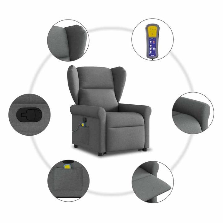 Actual product image VidaXL Massage chair with stand-up aid dark grey fabric