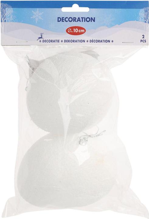 Christmas pendant snowball 10cm, 2 pcs. (2 -part)