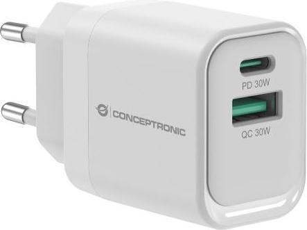 Conceptronic CARICATORE PD USB 2-PORTE da 33W GaN, 1x USB-C, 1x USB-A, QC 3.0, PPS, PD 3.0 (ALTHEA19W33 (33 W)