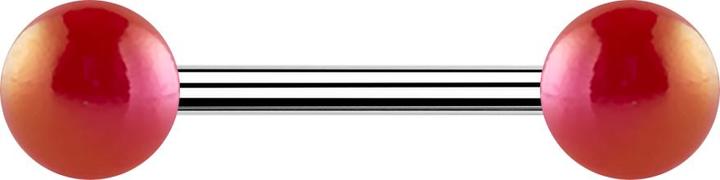 Produktbild Star Piercing Barbell silber mit zwei Kugeln metallbeschichtet rot (ohne Messing, Acryl, Chirurgenstahl 316L)
