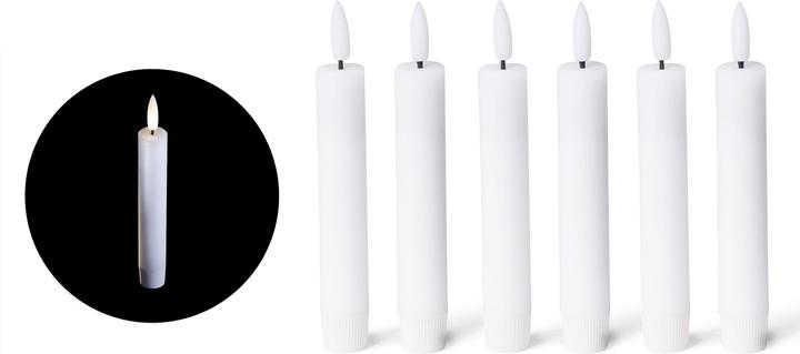 Produktbild Novaliv Weisse LED Stabkerze mit Timerfunktion 6er Set - Stabkerze LED bewegliche Flamme Timer - 12,5cm Höhe (6 x)