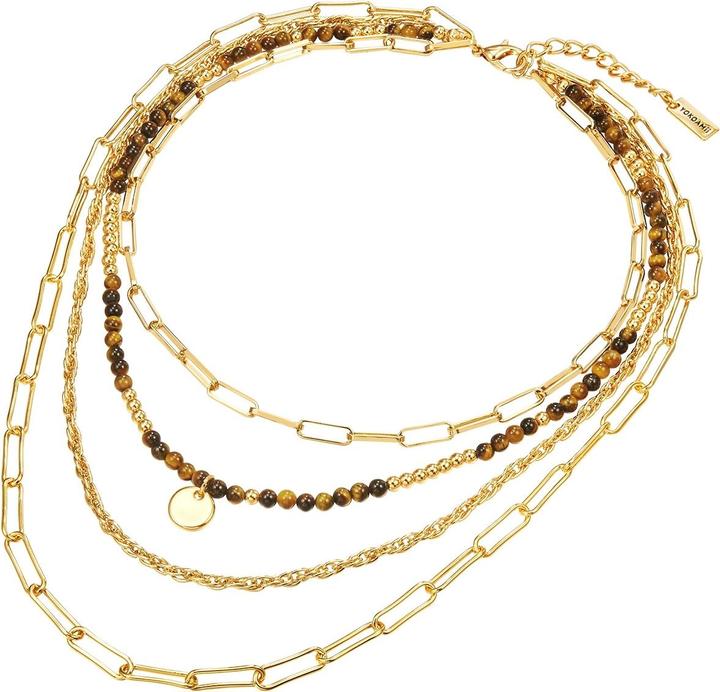 Immagine prodotto Yokoamii Donna metallo pietra naturale oro giallo 43,0/46,0/53,0/60,0 cm catena base + 3,0 - 30210 (Lega metallica)