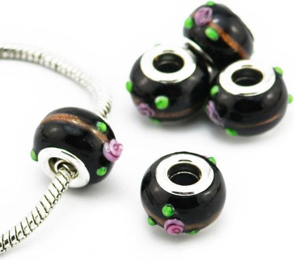Hermex Glas Bead versilbert 925 - Silbrig Schwarz (Silber 925, Glas)