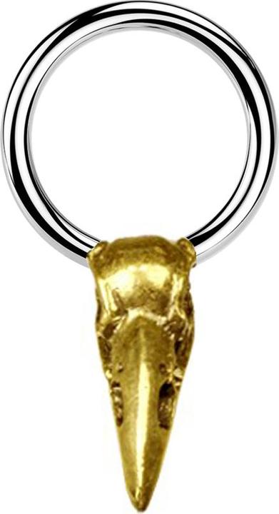 Star Piercing Micro Closure Ring silber Krähenschädel vergoldet (Messing, Chirurgenstahl 316L)