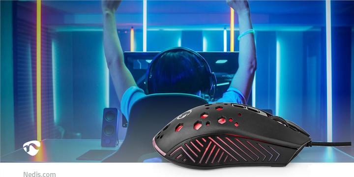 Actual product image Nedis Gaming Mouse | Wired | 800 / 1200 / 2400 / 3200 / 4800 / 7200 dpi | Adjustable DPI | Anz (Cable)