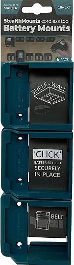 Productafbeelding StealthMounts BM-MK18-BLU-6 Blauwe accuhouder voor Makita 18v (set van 6)