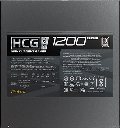 Produktbild Antec Netzteil HCG 1200 PRO P EC ATX3.1 Modular 80+ Platin retail (1200 W)