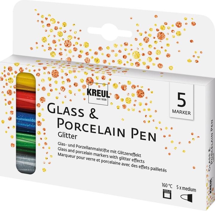Produktbild Kreul Glass- und Porzellanmalstifte (Sonnengelb, Anthrazit, Blau, Rot, Hellgrün)