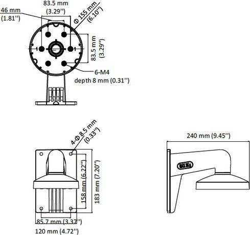 Actual product image Hikvision DS-1273ZJ-155Black wall mount, bw (Mounting kit)