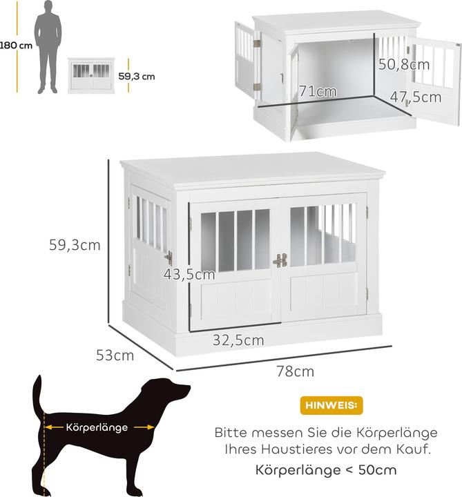 Actual product image PawHut Hundekäfig Spanplatte, MDF Weiss (Dog kennel)
