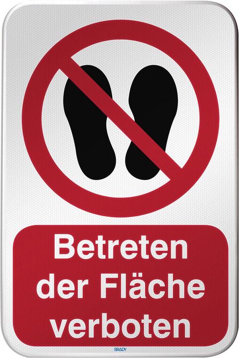 Actual product image Brady P/P024/DE227/RFLBD-400X600-1, ISO safety sign - No trespassing, aluminium