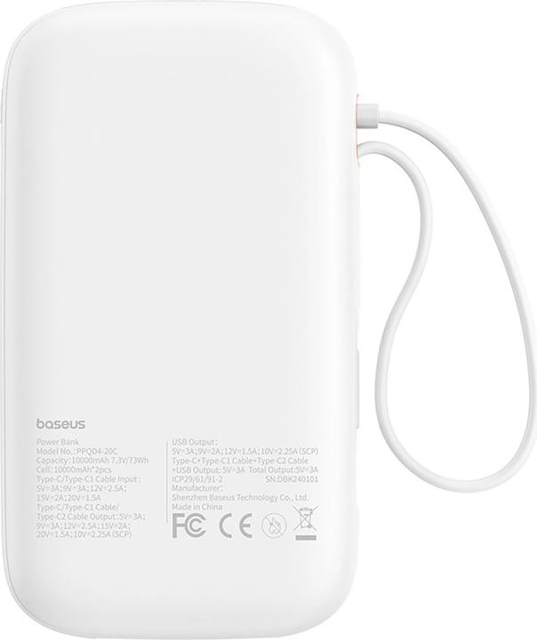 Actual product image Baseus Powerbank QPow 2 20000mAh 30W 2xUSB-C (white) (20000 mAh, 30 W, 30 Wh)