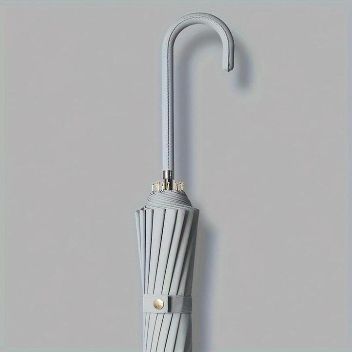 Actual product image Alopini Automatic windproof and waterproof umbrella with 16 ribs and J-shaped handle, easy to carry and use.