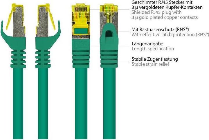 Produktbild Good Connections RJ45 Patchkabel mitCat.7 Rohkabel und Rastnasenschutz (RNS®), S/FTP, PiMF, halogenfrei, 600MHz, OFC (S/FTP, CAT7, 50 m)