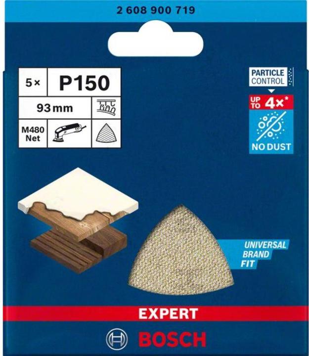 Immagine prodotto Bosch Professional Zubehör Expert M480 Rete di levigatura per levigatrice Delta, 93 mm, G 150, 5 pezzi. (P150)