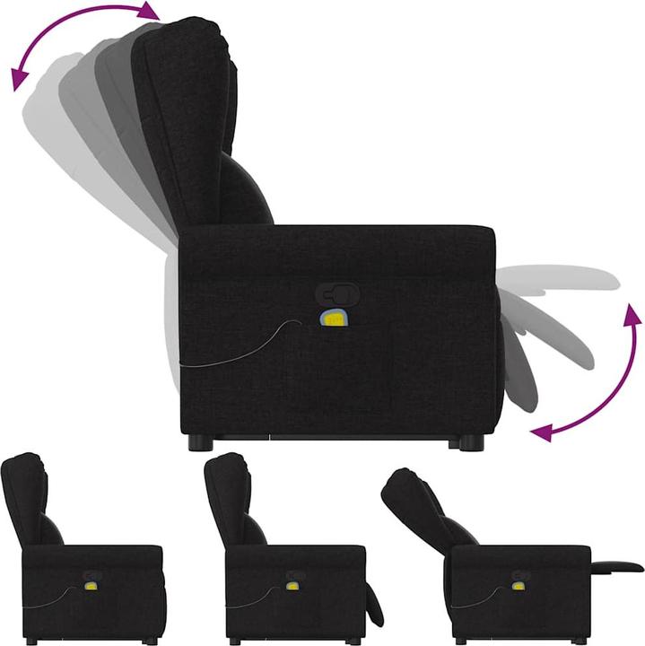 Actual product image VidaXL Massage chair with stand-up aid black fabric