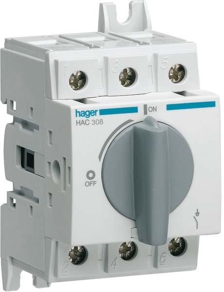 Produktbild Hager Lasttrennschalter 3polig HAC310 100A f.Hutschiene oder Montageplatte