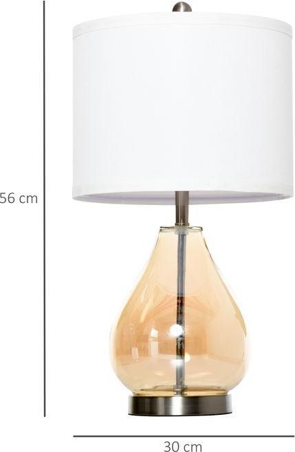 Produktbild Swisshandel24 2-Set Tischlampen Tischleuchten E27-Fassung Nachttischlampe 40 W Glas Leinen Stahl Bernstein Ø30 x 5 (E27)