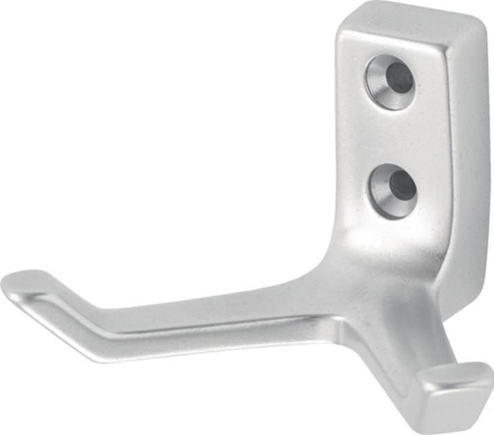 Productafbeelding Hermeta Kapstokhaak 0033 dubbele projectie 55 mm aluminium zilver geanodiseerd hoogte 43 mm