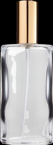 Immagine prodotto Flacone in vetro trasparente, ovale, con pompa nebulizzatrice + tappo oro per 100 ml (100 ml)
