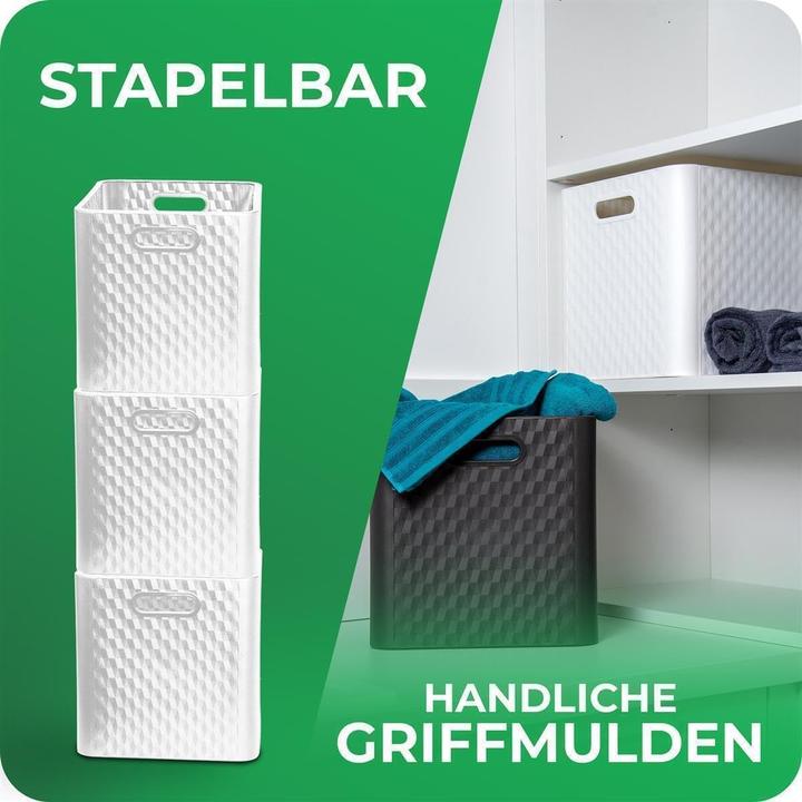 Immagine prodotto Novaliv 4 Stück Kunststoff Boxen für Kallax Regal Anthrazit & Weiss Aufbewahrungsbox 30x30x30 cm Falt (30 x 30 x 30 cm, 25 l)