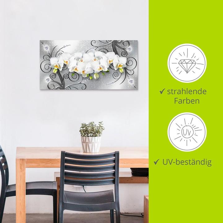 Produktbild Artland weisse Orchideen auf Ornamenten U1QV (150 x 75 cm)